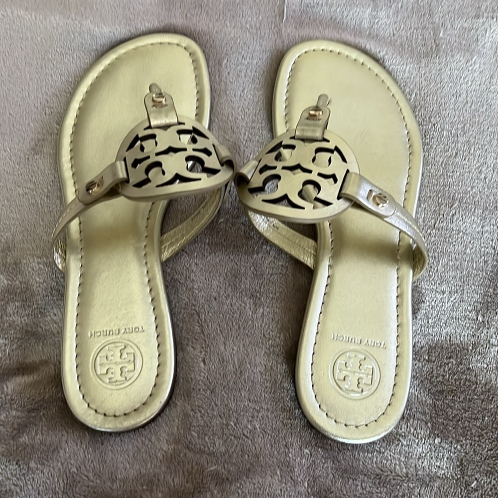 Tory Burch Gold Miller Sandals - Picture 2 of 5